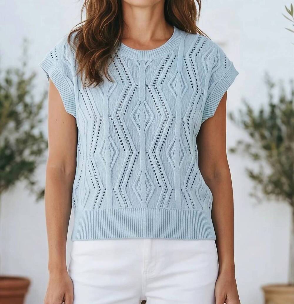 NEW J. SOCIETY pointelle sweater vest in light blue